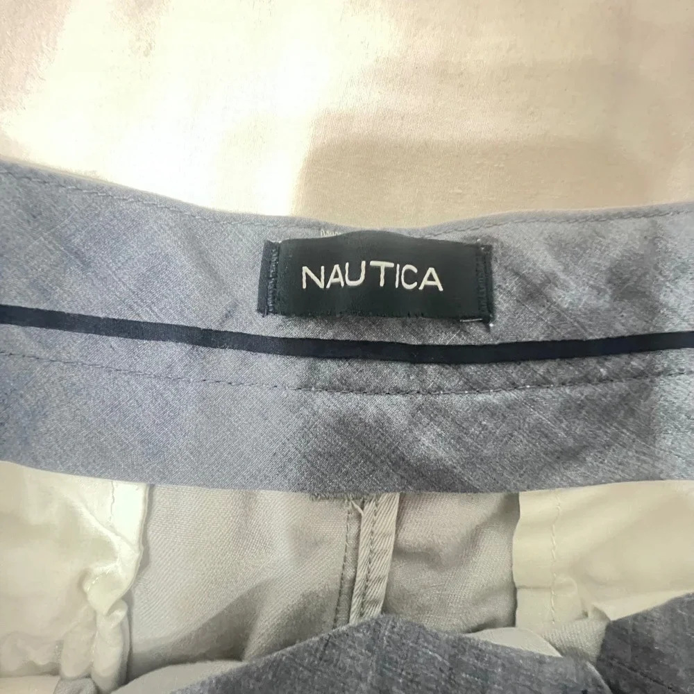 Nautica Deck Shorts Mens Light Grey Cotton Chino Shorts 32W Nautical Preppy